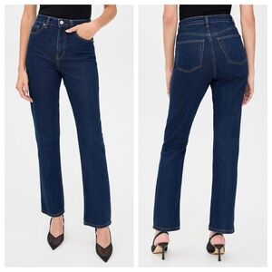 Reformation NWOT Jax Stretch High Rise Straight Jeans Denim Dark Wash Blue